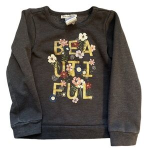 Toughskins Girls Sweatshirt – Size 4T – “Beautiful” Floral Graphic Fall Layers